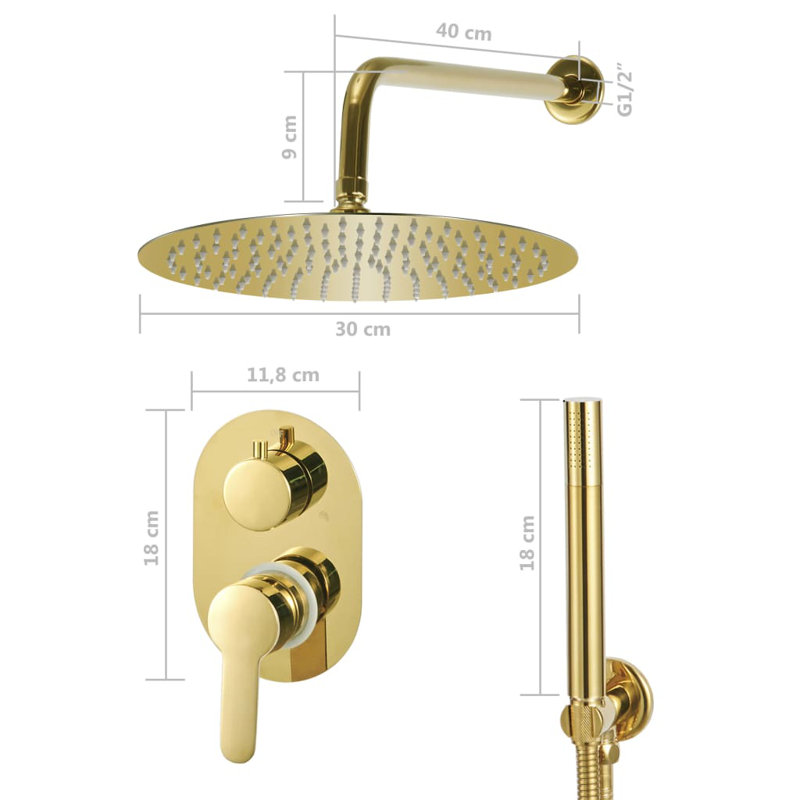 Romriell Rain Dual Shower Head, Gold