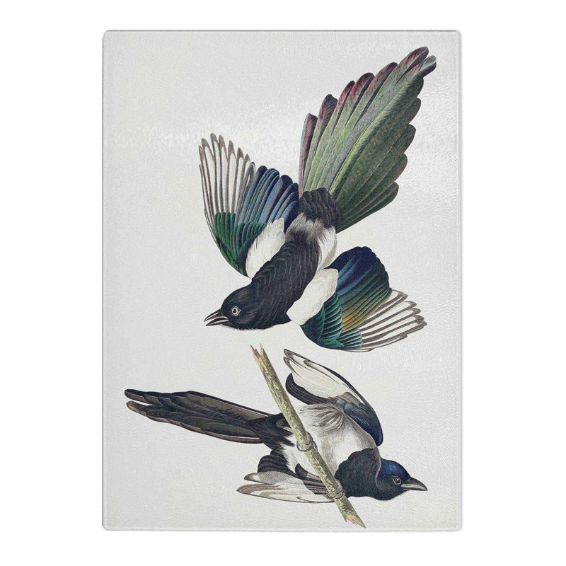 Tempered Glass American Magpie Chopping Board, 28.5 cm W x 39 cm L