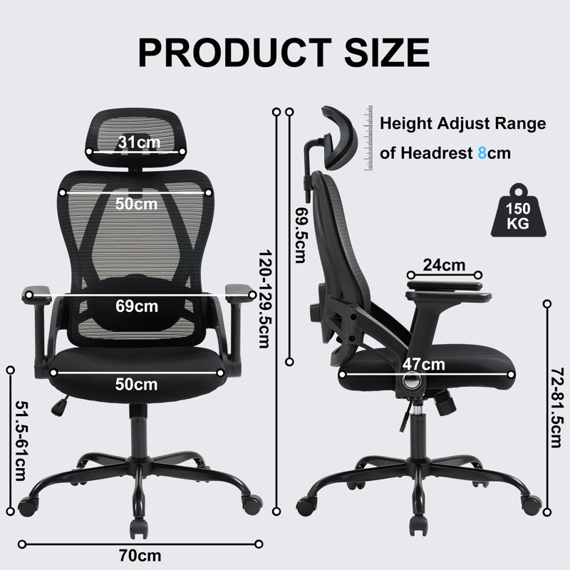 Mesh Ergonomic Office Chair with Adjustable Headrest and Lumbar Support