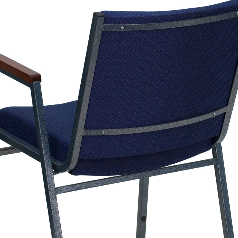 Aliya Heavy Duty Blue Fabric and Steel Stacking Chair with Arms