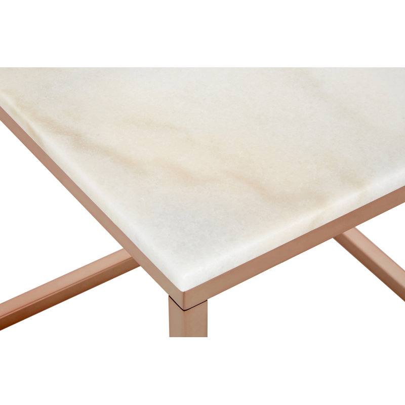 Ladson Sled End Table, Rose Gold, White