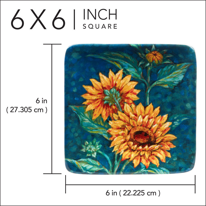 Ensemble de 4 assiettes dorées Golden Sunflowers