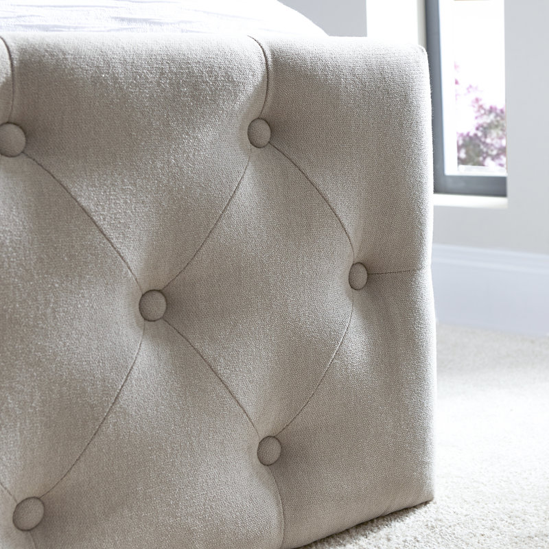 Mikayla Upholstered Bed, Double (4'6), Soft Beige