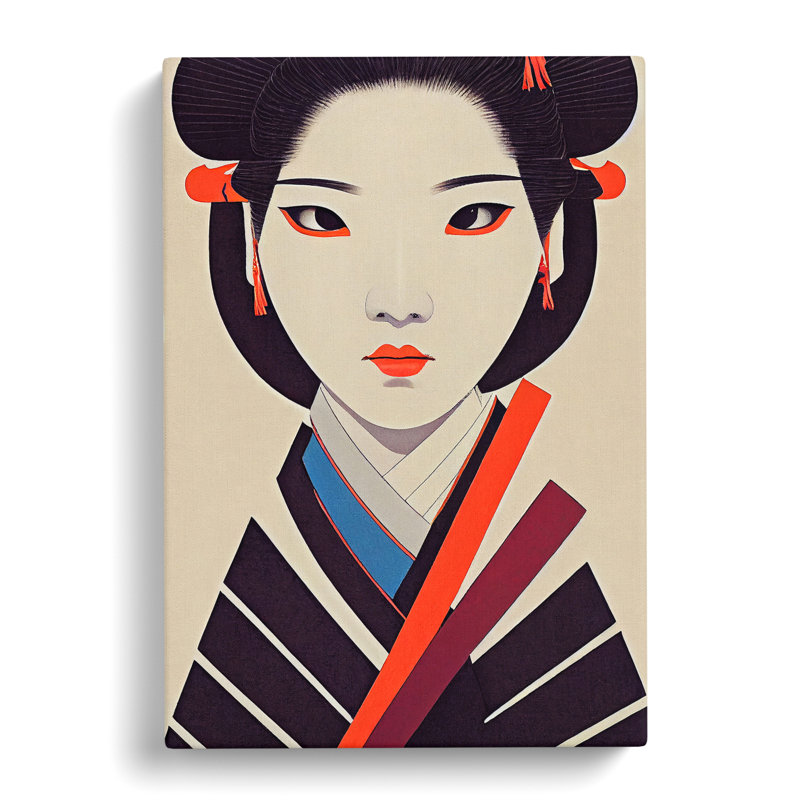 View Of A Geisha No.1 - Wall Art, Wrapped Canvas, 50cm H x 35cm W, No Matte