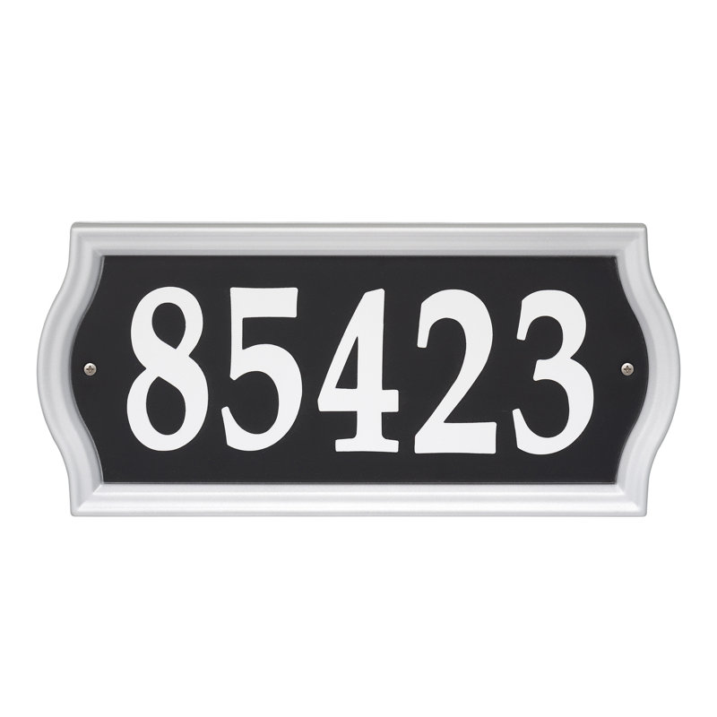Reflective Black and White Metal Address Sign with Adhesive Numbers