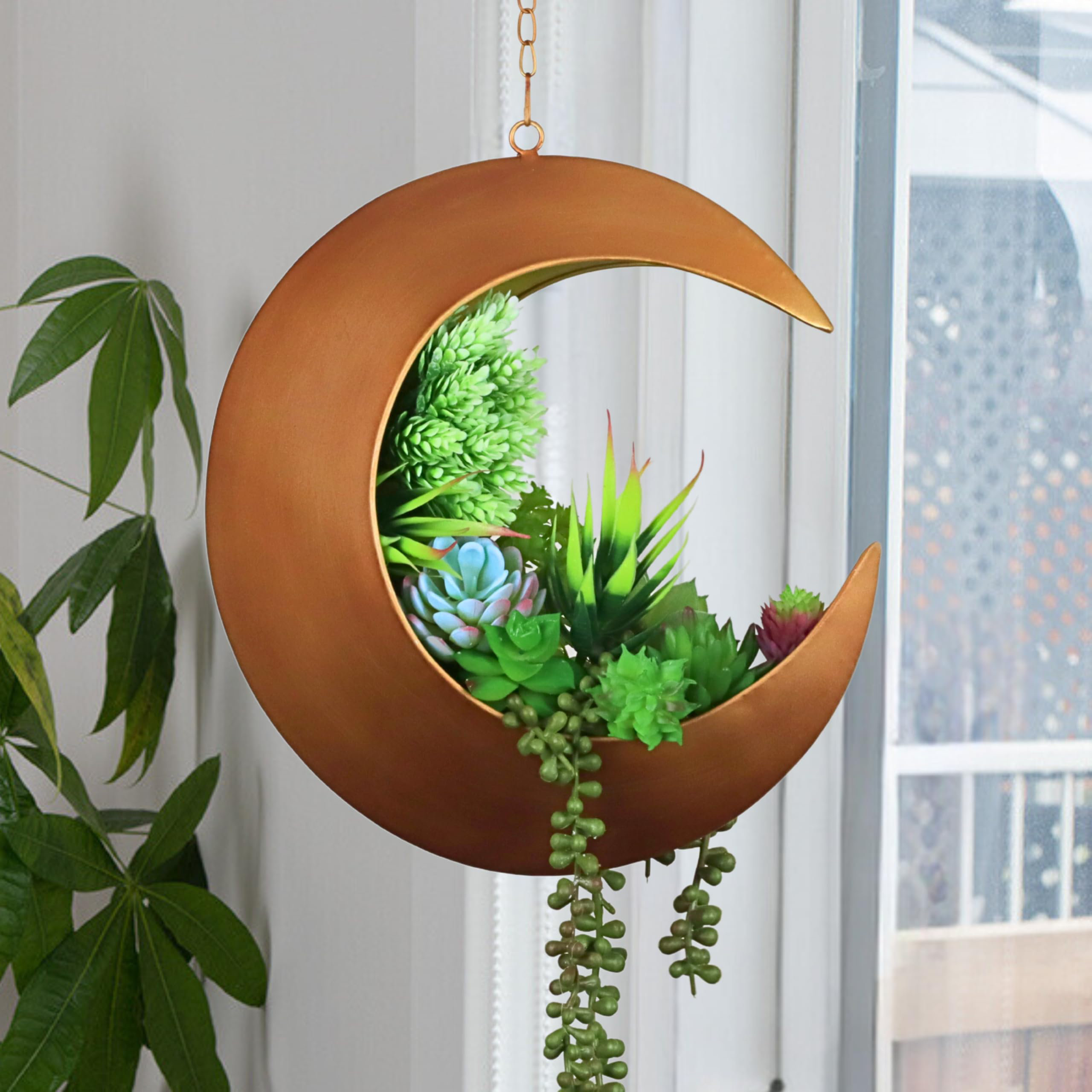 Dakota Fields Hanging Crescent Moon Planter - Moon Room Decor - Unique ...
