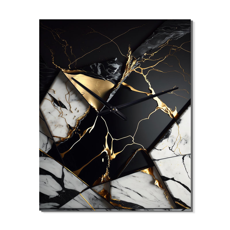 Horloge murale abstraite Geode IV - marbre, H 28 po x l 12 po