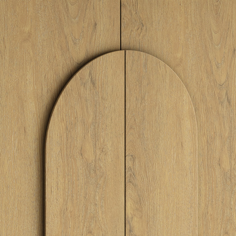Buffet incurvé 60 po avec tablette réglable et 4 portes, Oak