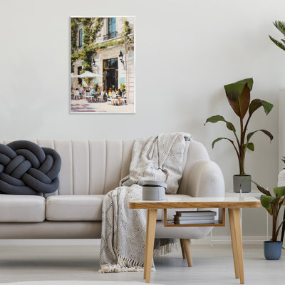 «Streetside Cafe Terrace with Ivy», plaque murale, design par Petal Prints Design