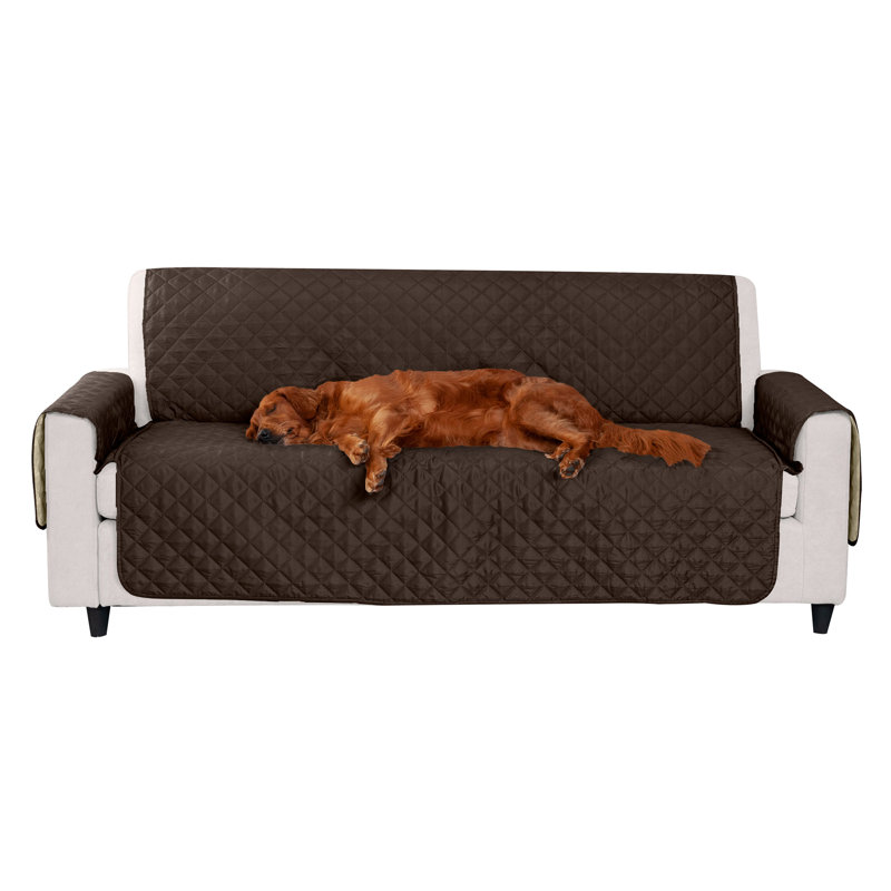 Espresso and Clay Polyester Reversible Loveseat Furniture Protector