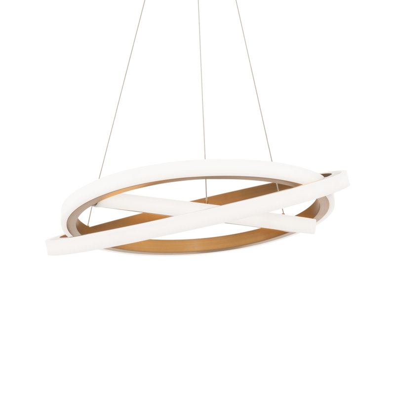 Veloce 1 - Light Unique Geometric Chandelier, 7" H x 26" W x 26" D, Aged Brass