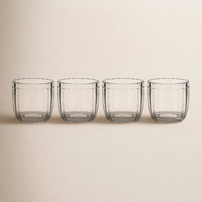 Max by Fitz and Floyd Beaded Double Old Fashioned Beverage Rocks Glass, Clear