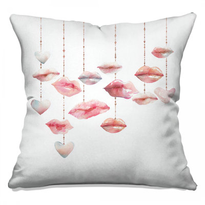Coussins Watercolor Lips Hearts