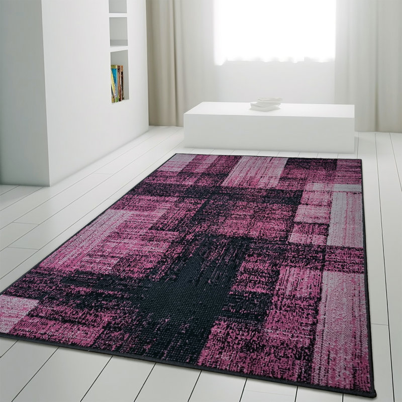 Aayusha Violet/Black Rug, Rectangle 200 x 290cm