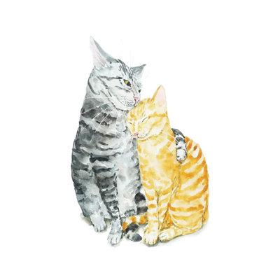 Cat Couple 1 Piece Wrapped Canvas Painting