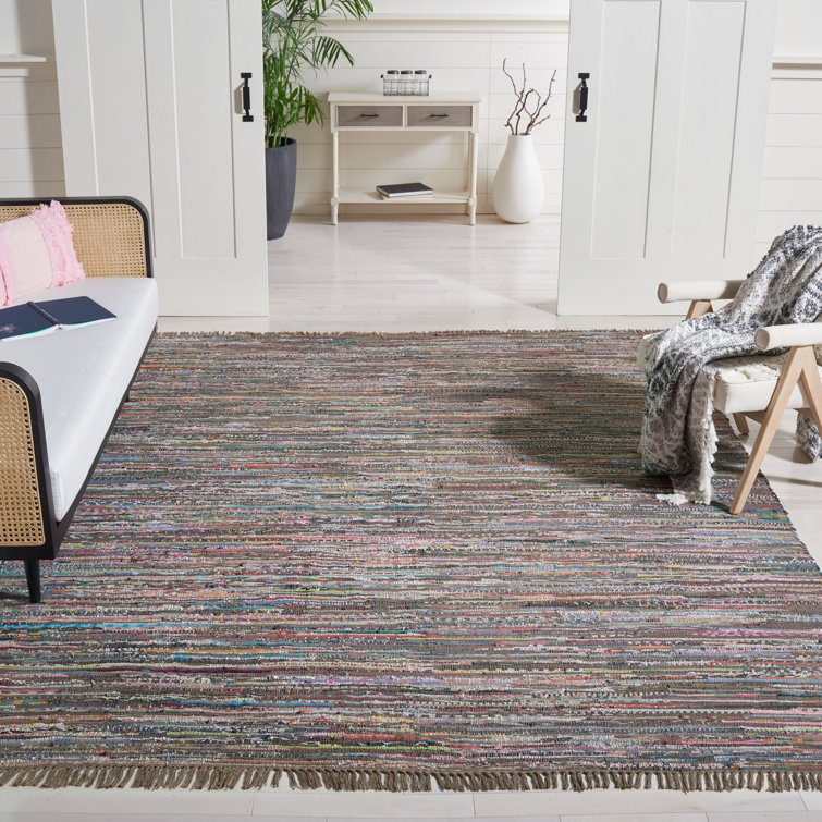 Bussard Abstract Hand-woven Flatweave Cotton Area Rug in Rust/Multicolor