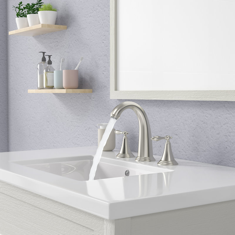 2-handle Bathroom Faucet with Drain Assembly, Brushed Nickel