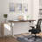Midtown Value Height Adjustable Standing Desk, Single Motor, 48x24, Walnut Block Top with White Frame-2013536049-2013536062