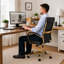Fauteuil de bureau en cuir Humairaa-1103856413