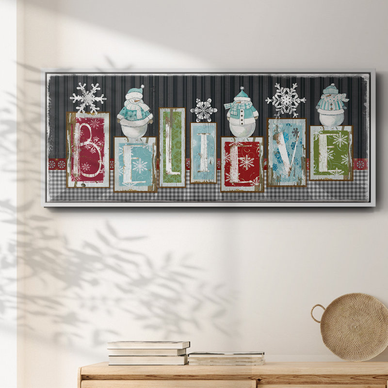 Snowman Believe- Framed Canvas