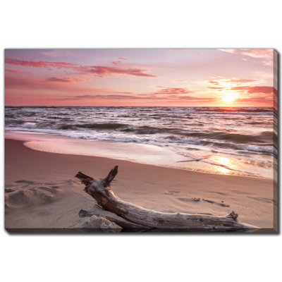 Coucher de soleil et bois flottant, art sur toile