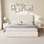 Grand lit avec rangement en velours à 4 tiroirs, structure de lit tapissier capitonnée à lignes verticales blanches, aucun sommier tapissier requis, tête de lit réglable moderne, L 82,5 po x l 62,2 po x H 40,9 po