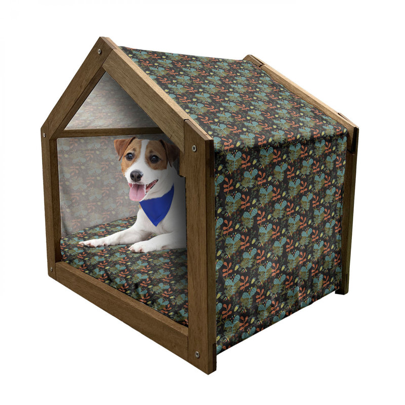 Niche pour chien en bois vert foncé, H 22,44 po x l 23,62 po x P 17,72 po
