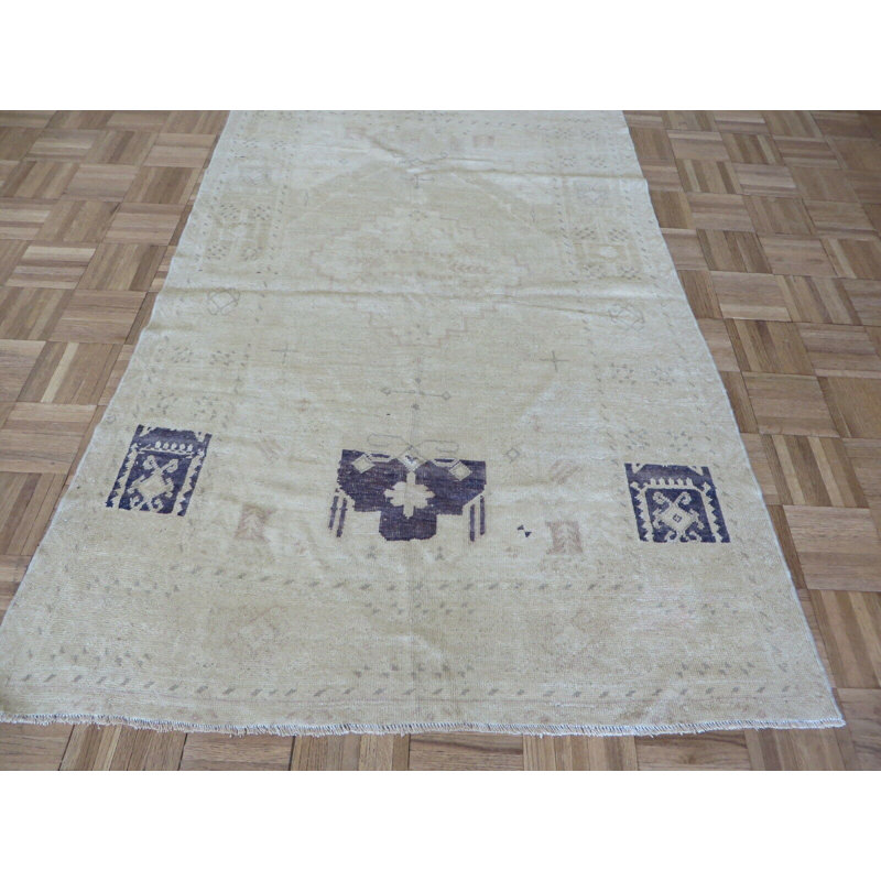 Tapis décoratif en laine de conception unique noué à la main beige 3 pi 9 po x 5 pi 9 po Aubreylynn