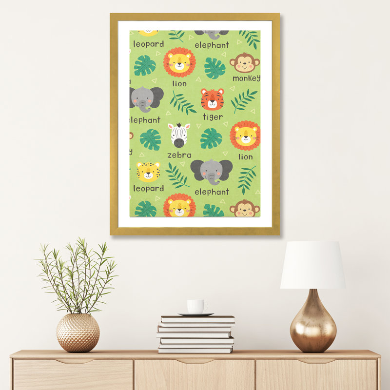 «Wild About Baby II» par Gail Veillette - impression d'art graphique, H 32 po x l 24 po x P 1 po, Toile encadrée d'or, Blanc
