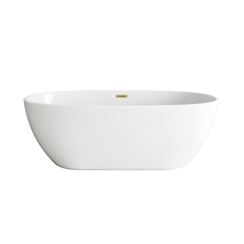 Cateisha 67'' x 30.7'' Soaking Acrylic Bathtub, Brushed Gold