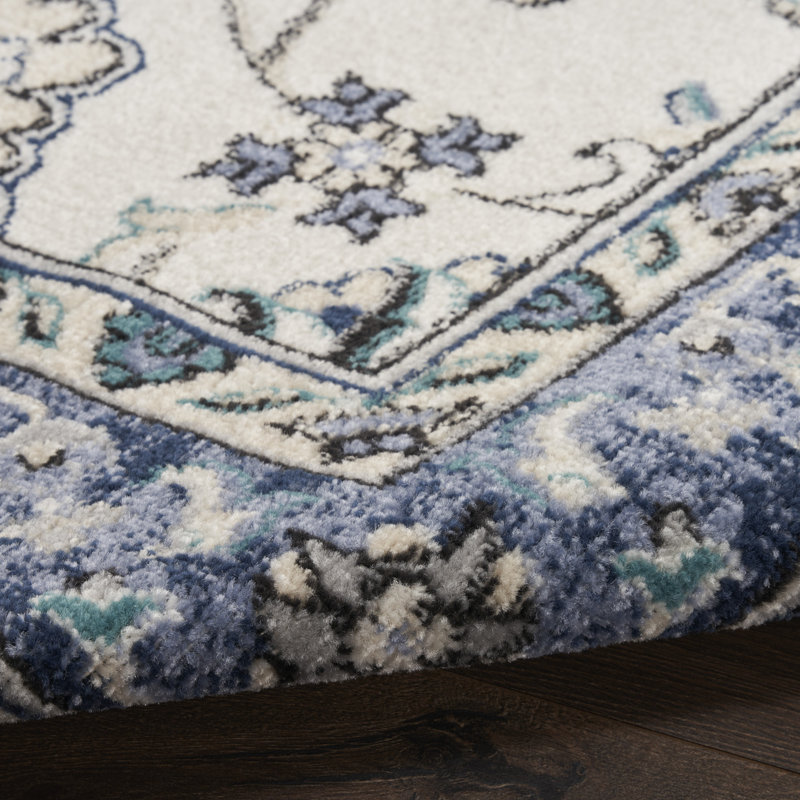 Nourison Essentials Ivory/Blue Indoor/Outdoor Area Rug, Runner 2' x 6'