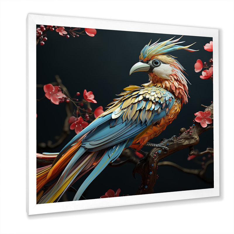 «Bird Expressionist Freedom I» sur toile, H 24 po x l 24 po x P 1 po, Cadre simple blanc