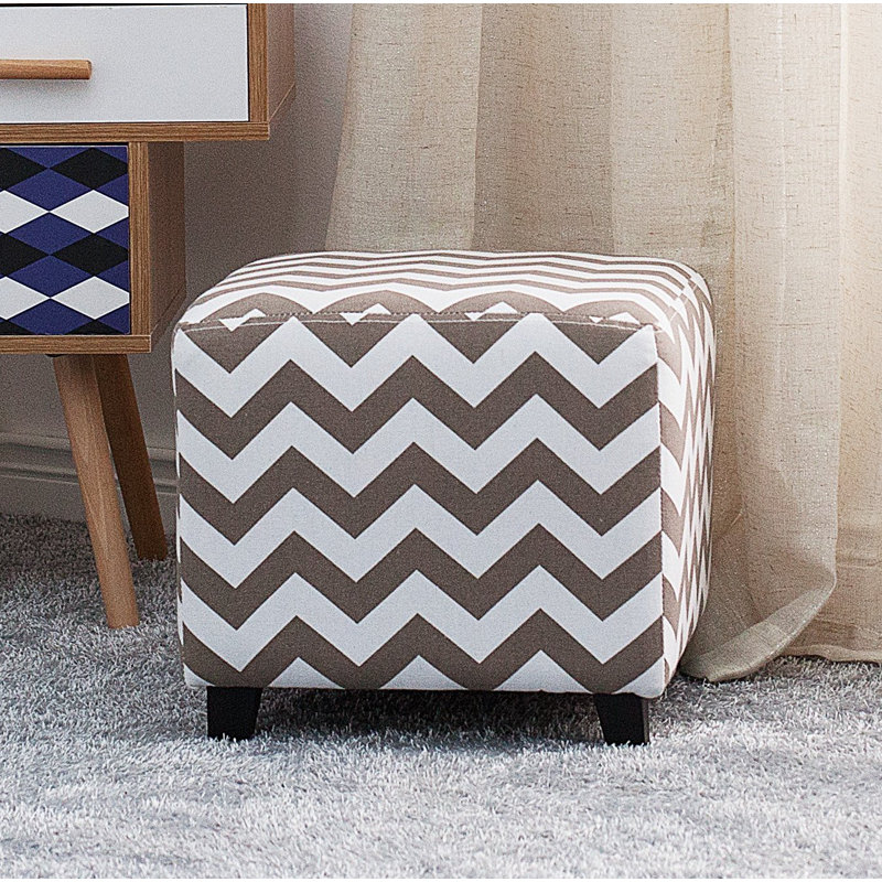 Stringer 37cm Wide Square Chevron Standard Ottoman, Grey