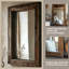 74.8"Rectangular glass mirror with brown pearwood frame, a dressing mirror-807425504
