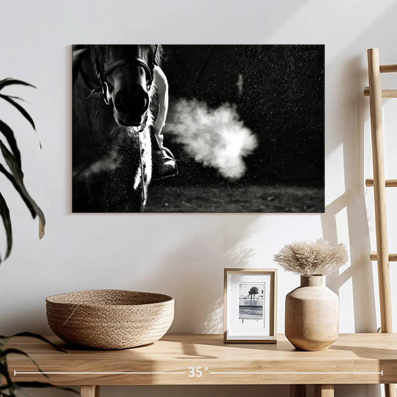 Mehar Horseback Riding BW, 16" H x 24" W