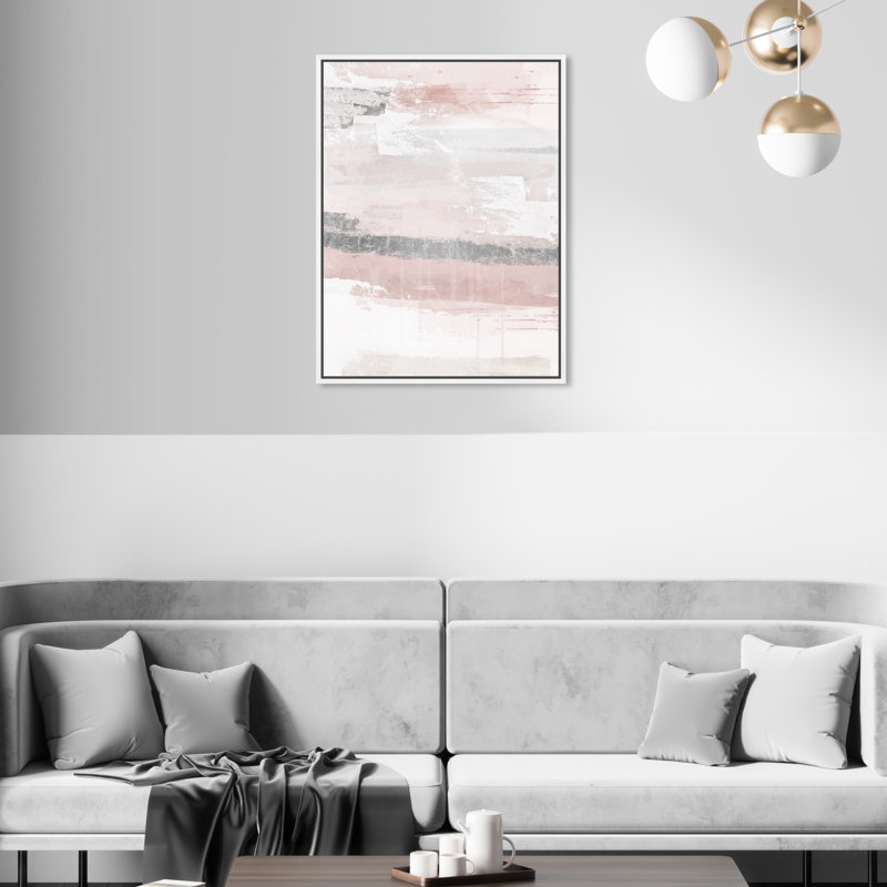 Éléments sophistiqués rosés - peinture, Toile blanche encadrée, H 20 po x l 16 po