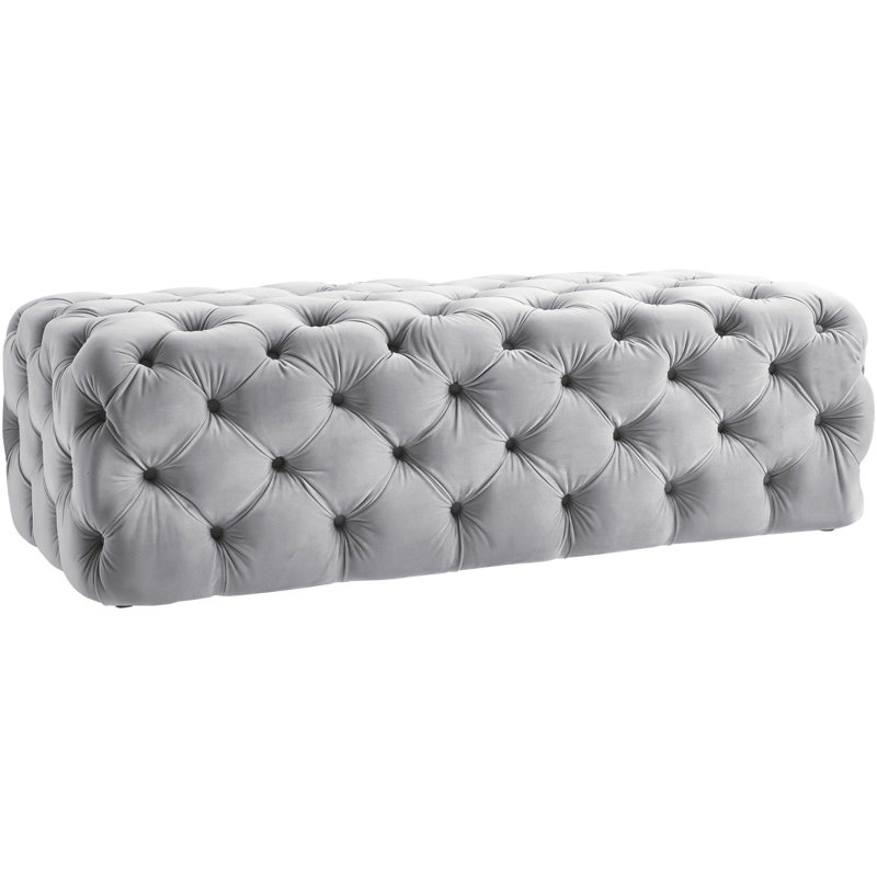 Banc avec revêtement, Velours gris clair