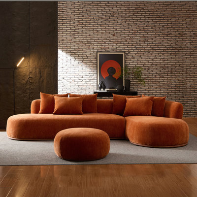 Canapé modulaire spacieux en L avec repose-pieds, siège profond pour un confort ultime et un style de salon moderne