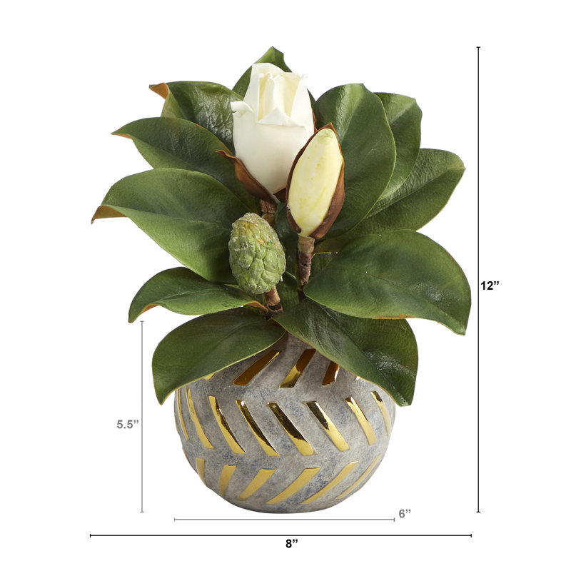 12'' Faux Flowering Plant in Ceramic Planter
