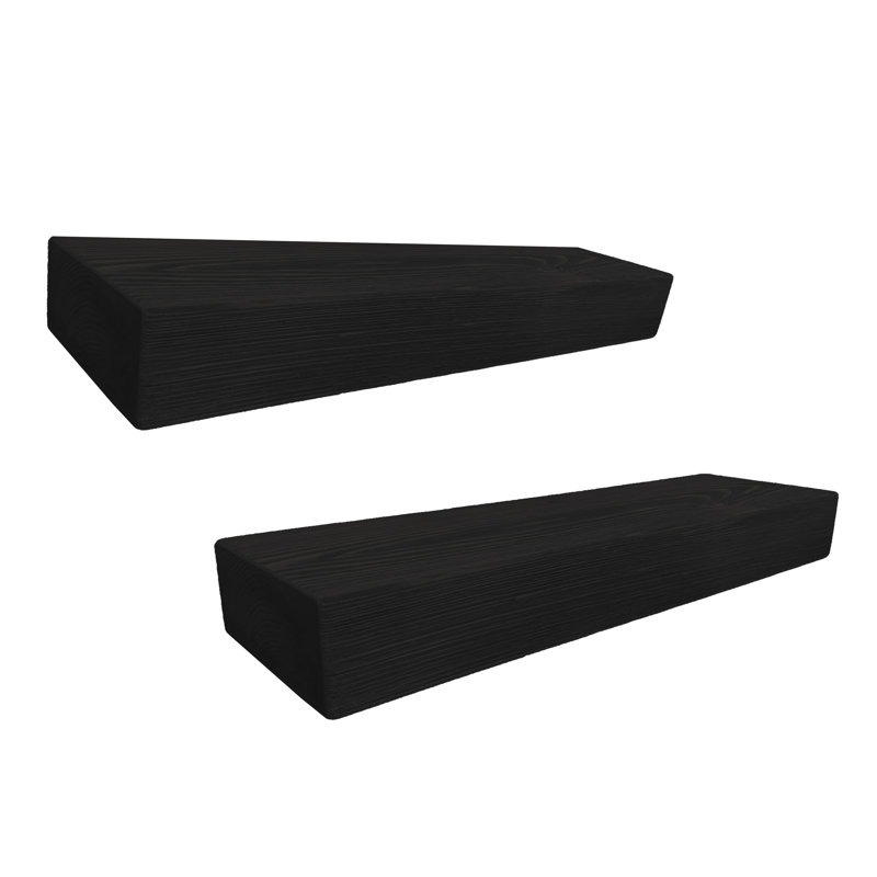 Mcevoy 2 Piece Pine Floating Shelf, Black, 3" H x 42" W x 7" D