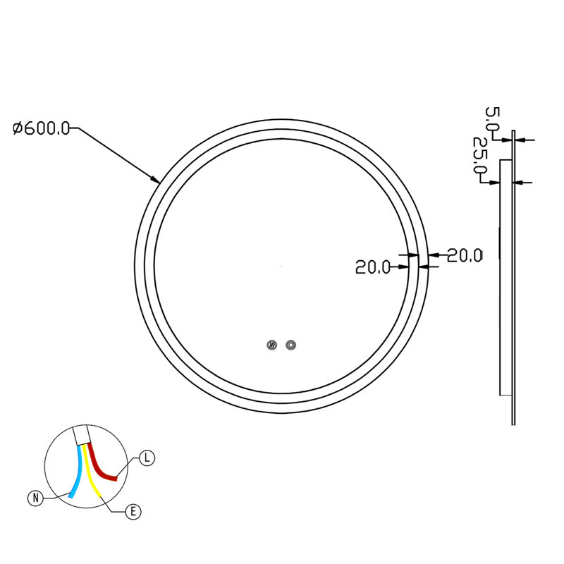 Round Wall Makeup / Shaving Mirror