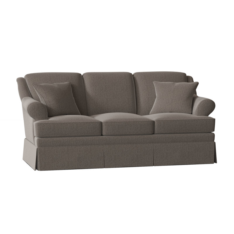 Canapé à accoudoirs arrondis de 73 po avec coussins réversibles Connor, Chenille performance gris Craftwood 42, Oui