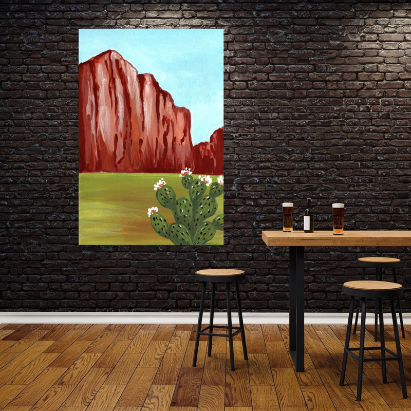Art mural de paysage de fleurs de cactus de Southwest