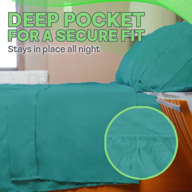 Ultra Soft Bamboo Sheet Set - 4 Pc Set - Wrinkle Resistant - Cooling Sheets with Deep Pockets, Teal