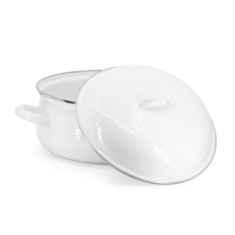Golden Rabbit 4 Qt. Stainless Steel Round Dutch Oven, Solid White Textured