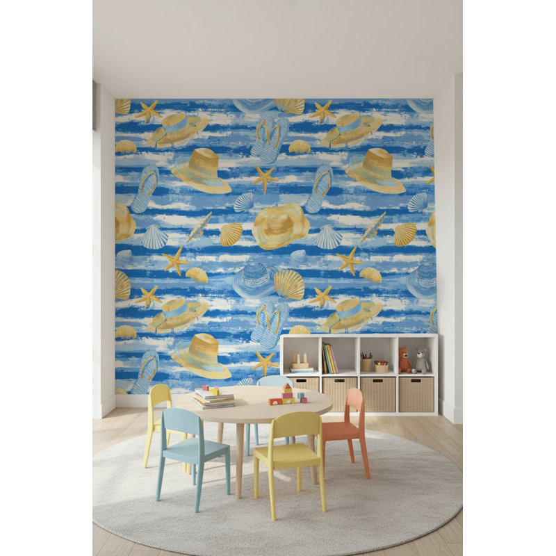 Papier peint bord de mer coquillage