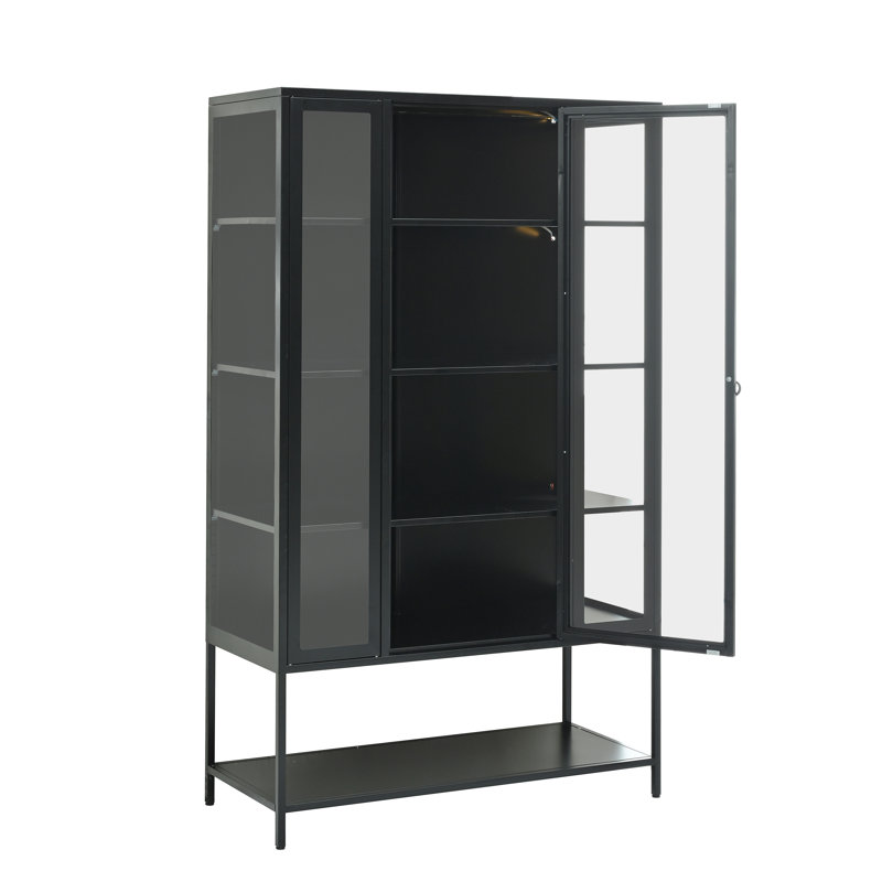 Vitrine en fer de 67,25 po de haut avec porte en verre et lumières DEL Armoire vitrée en acier pour objets de collection