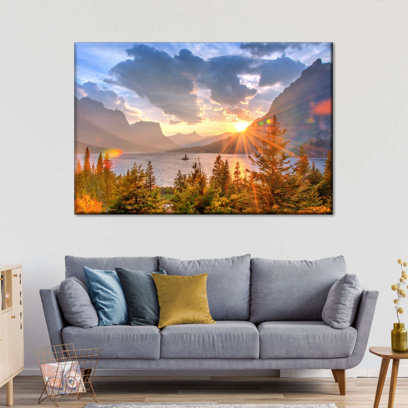 Montana, Saint Mary Lake, sur toile, H 16 po x l 24 po x P 1,25 po