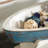 Wooden Sail Boat Decorative Blue Sculpture