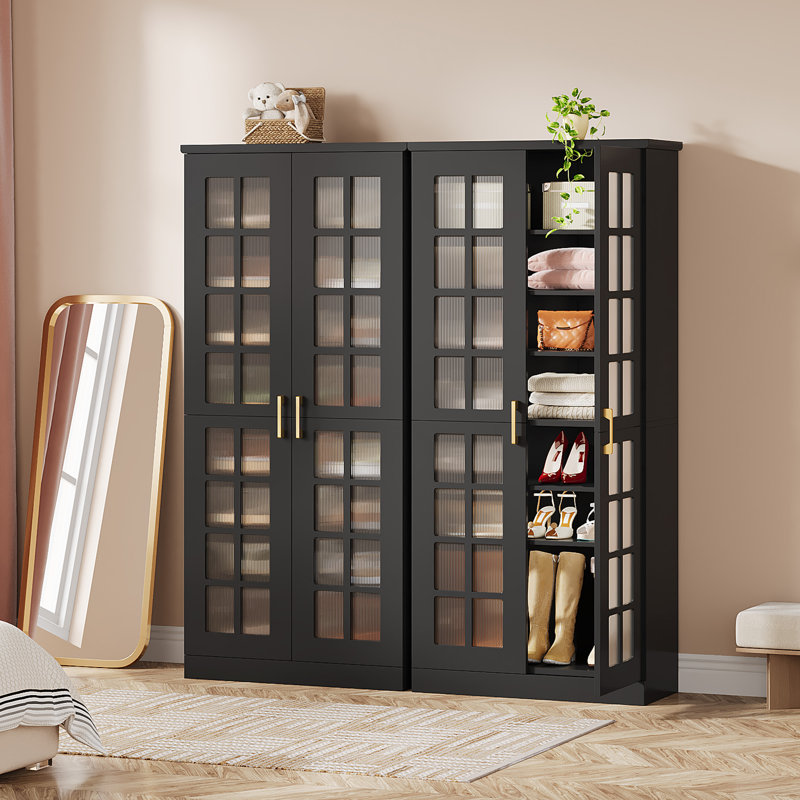 Armoire de rangement 67,5 "avec porte et tablettes réglables, Noir